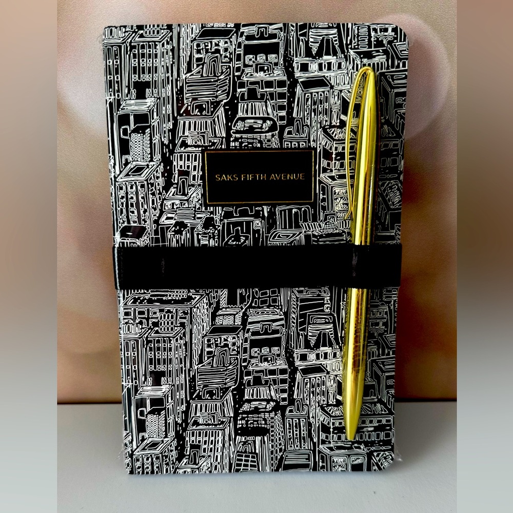 NEW with Tags. Saks Fifth Avenue Notebook and Gold Pen